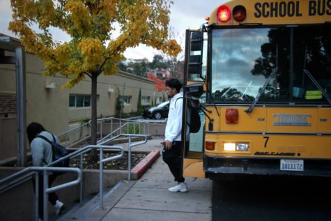 Students arrive at Carlmont after more than an hour-long bus ride from East Palo Alto at 7:30 a.m.
