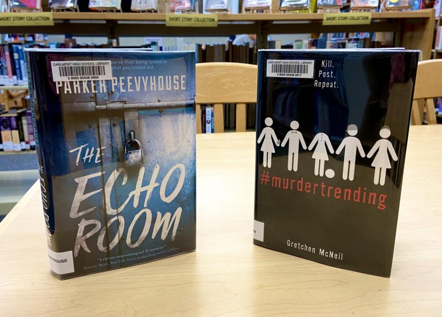 Parker Peevyhouses second book is a mystery novel titled The Echo Room. #MURDERTRENDING is a comedic thriller written by Gretchen McNeil. Both authors will be visiting Carlmont on Jan. 24.