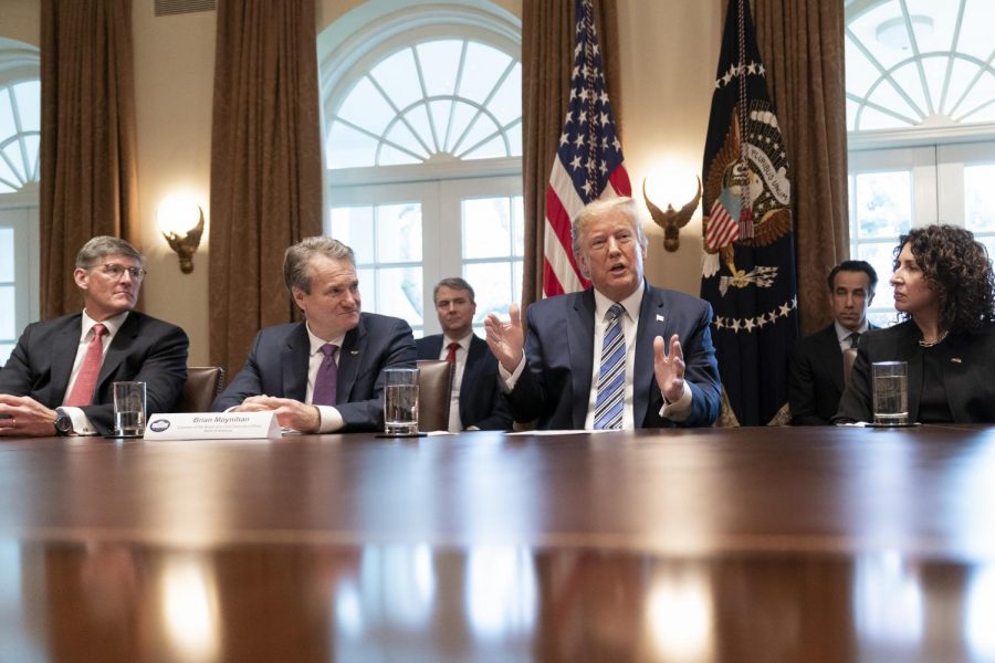 President Trump meets with representatives of the banking industry to discuss effects of COVID-19.