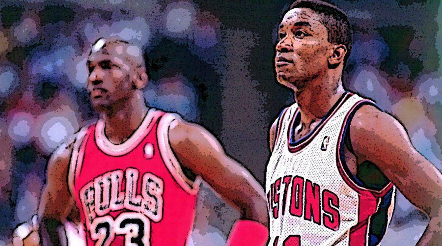 Before Michael Jordan (left) and the Chicago Bulls took over the NBA, Isiah Thomas (right) and the Detroit Pistons momentarily ruled the league. 