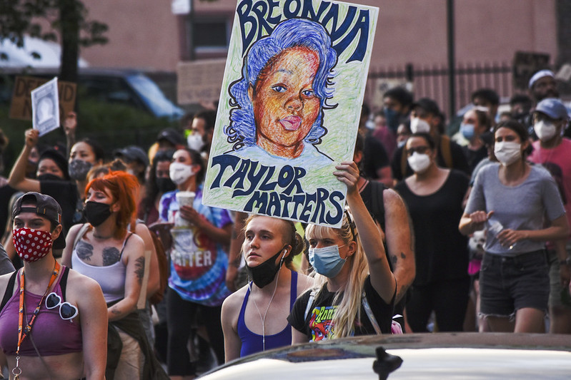 Protesters demand justice for Breonna Taylor in the streets of Brooklyn, New York.