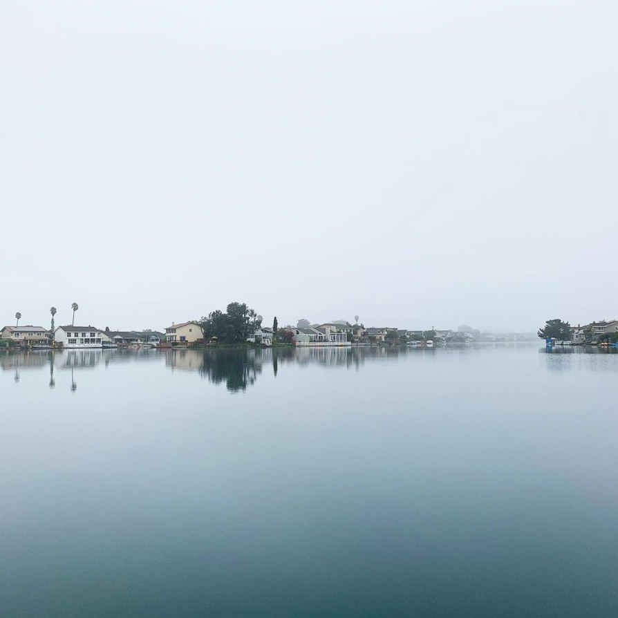 Fog fills the Foster City skyline on an early October morning. 