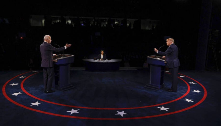 President Donald Trump and Democratic presidential nominee Joe Biden participate in the final presidential debate at Belmont University on October 22, 2020 in Nashville, Tennessee. This was the last debate between the two candidates before the November 3 election.  