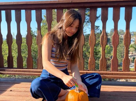 Sara Stone partakes in a pumpkin carving contest with her friends this Halloween!