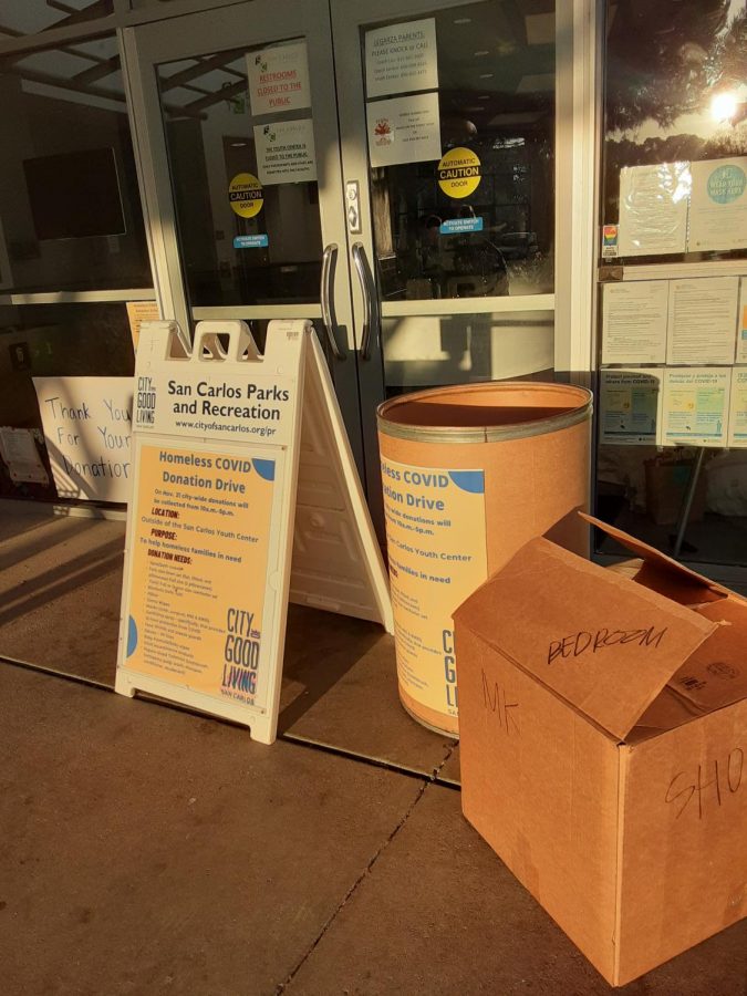 Aiming for contactless donations, San Carlos YAC had set up boxes for donation drop off. We want to limit contact, Devalcheruvu said.