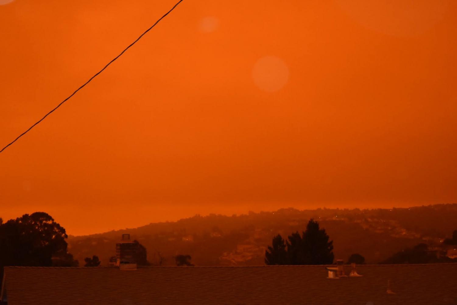 As a result of smoke from an abundance of fires in Northern California, Oregon, and Washington blowing into the Bay Area, the sky appeared a bright orange.