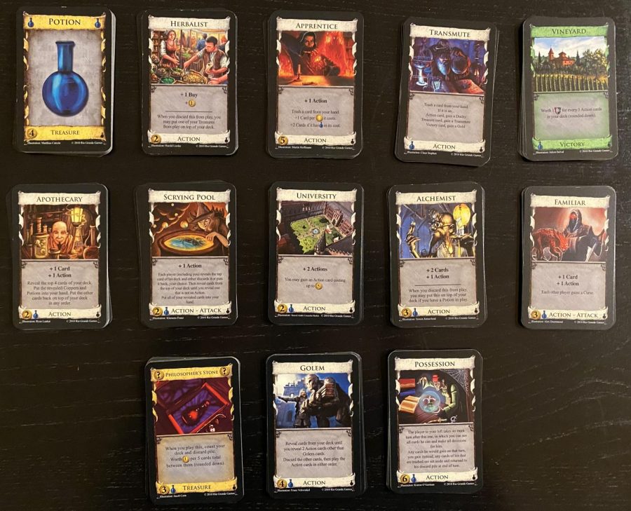 Dominion: Alchemy is a smaller expansion for Dominion. It adds 12 new kingdom cards, and most of them require the new potion currency to buy them.