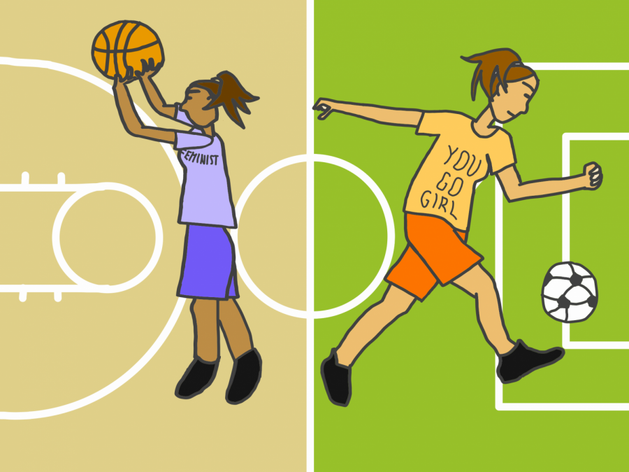 Women represent the feminist movement on the court and field. 
