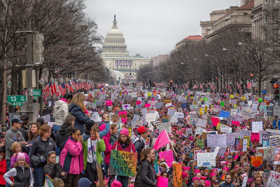 Hundreds of thousands of people marched for women’s basic and human rights in the annual Women’s March in Washington, D.C. on Jan. 21, 2017.