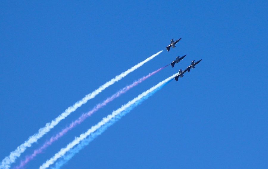 The Patriot Jets streak through the air at Fleet Week, leaving the most beautiful color trails behind, viewer Ava Brownlee.