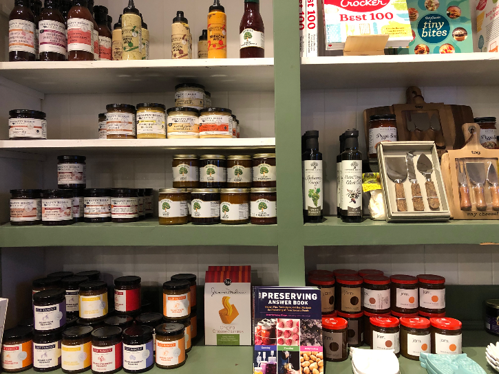 The Clock Tower Shop sells preserves, which are made from the fruit grown on the orchard.