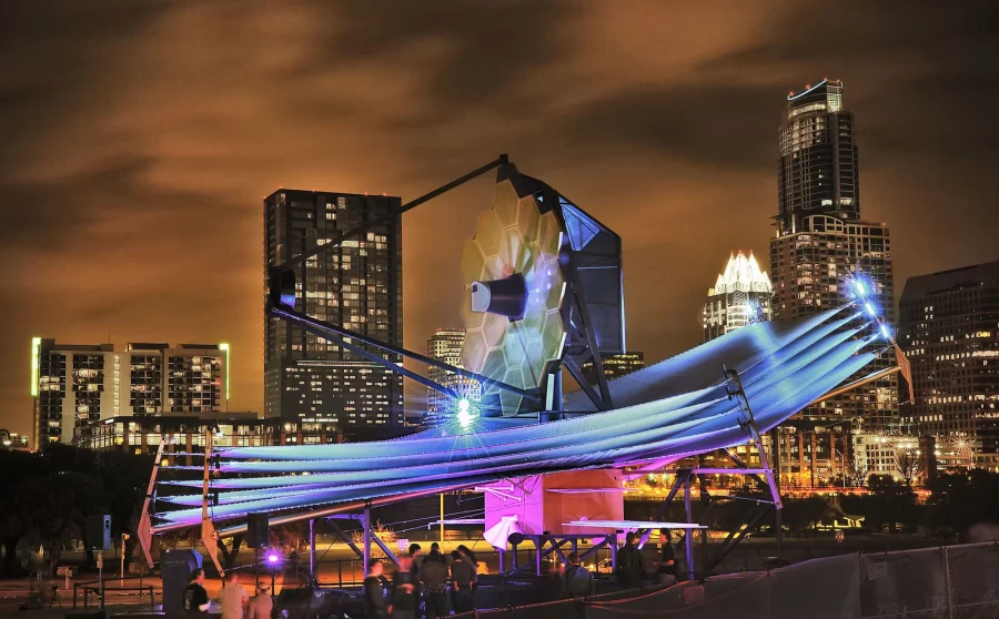 The full-scale model of the James Webb Space Telescope sits at the South by Southwest film festival.
