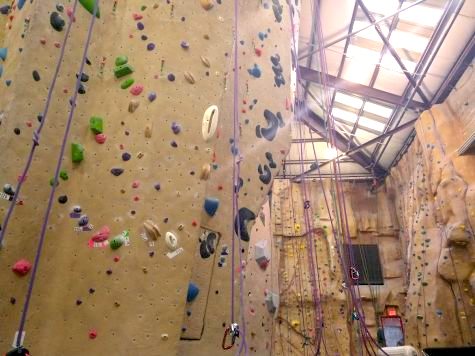 High belaying walls reach for the high ceilings of Planet Granite. 