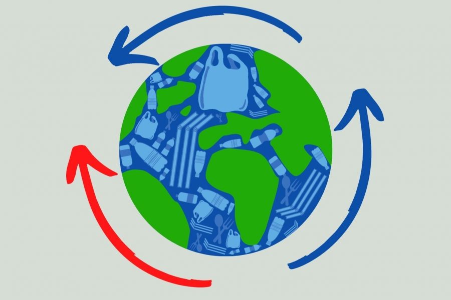 The chasing arrows inaccurately represent recycling systems worldwide in which plastics go straight to the landfill.