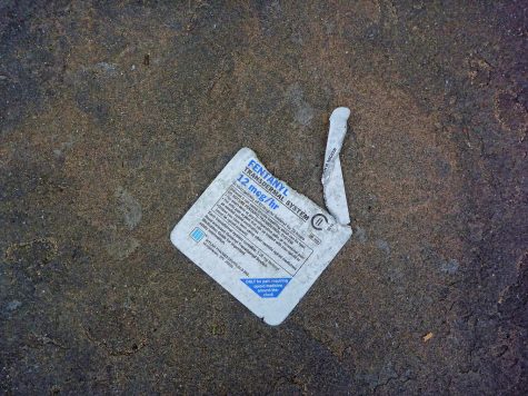 A fentanyl patch lays opened on the pavement and serves as a reminder of the prevalence of the substance in cities across the U.S.