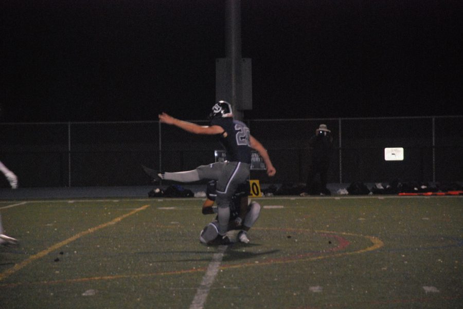 Carlmont senior kicker Conner Cook nails the extra point to make it 10-0.