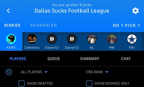 The homepage of the upcoming draft for a fantasy football league. 