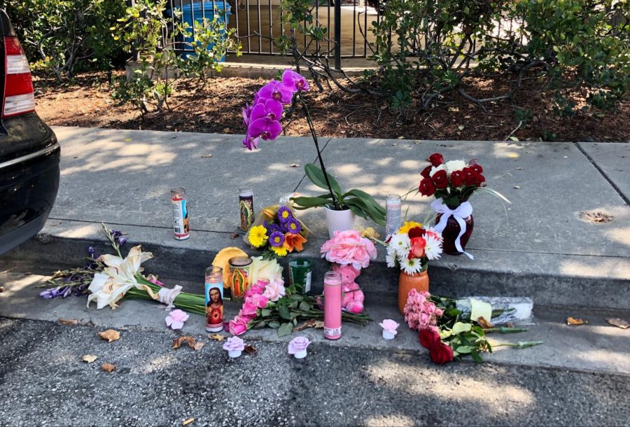 A memorial has been set up near Karina Castro’s apartment in San Carlos.