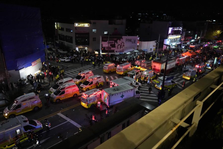 The night of the incident ushered many emergency vehicles to Itaewon. 