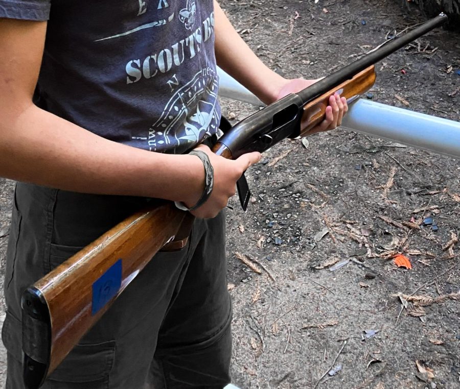 A Bay Area local practices shooting a shotgun.
