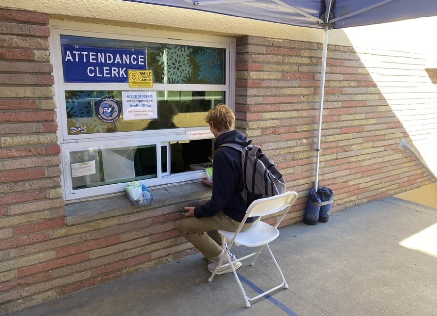 Carlmonts Attendance Window is where students can go to receive late slips or passes to leave early.