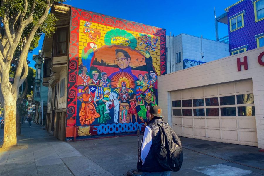 A mural of respect for Chata Gutierrez, an iconic salsa DJ legend in the Mission District that passed away in 2013 after battling liver cancer. 