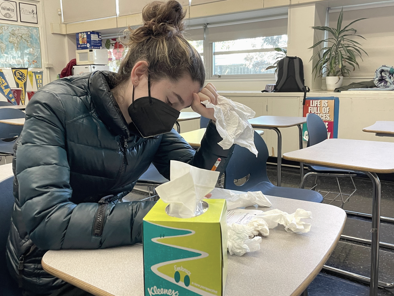Students report more academic stress during flu season because they find it difficult to catch up after missing class. “That is why many of the kids come to school sick, spreading the germs; they are told, ‘I won’t allow any late work,’ or ‘I will not let you make up a test,’” said Leonor Perez Zarco, Carlmont’s attendance clerk. 