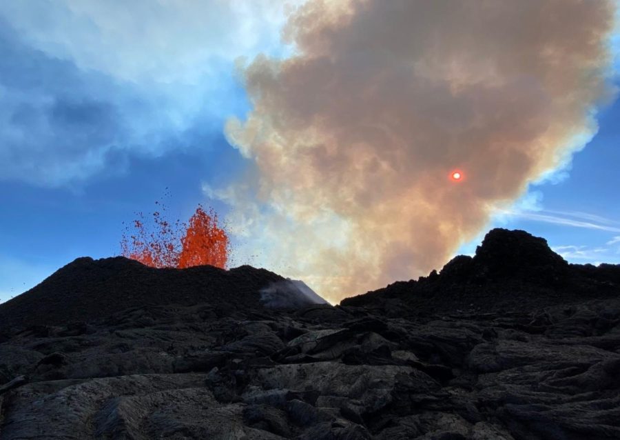 The Northeast Rift Zone fissure of the Mauna Loa Volcano began erupting on Sunday. Nov. 27. 