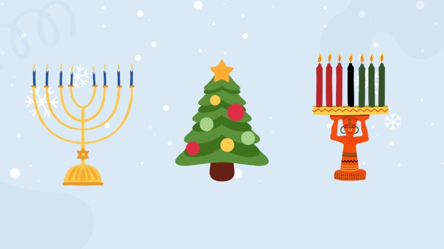 The+three+main+symbols+for+the+winter+holidays+of+Hanukkah%2C+Christmas%2C+and+Kwanzaa.
