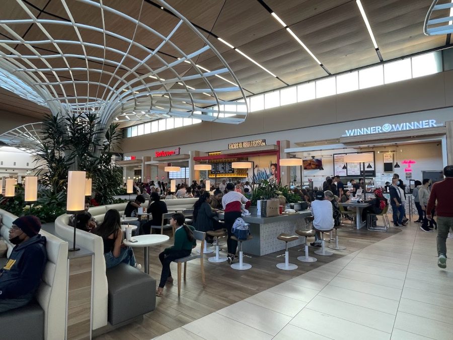 Conversations fill the food court of the Hillsdale Shopping Center in Belmont. Each person inside the food court is another tally to the world population of 8 billion. 