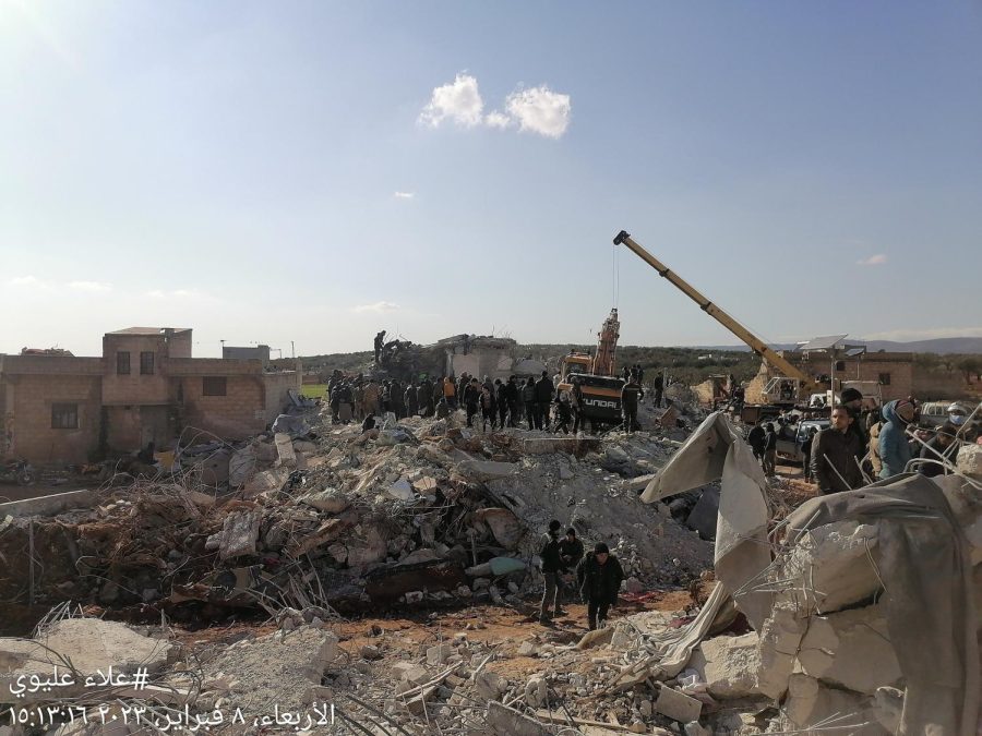 Recent earthquake destruction in Jandiris, a town in northern Syria. 