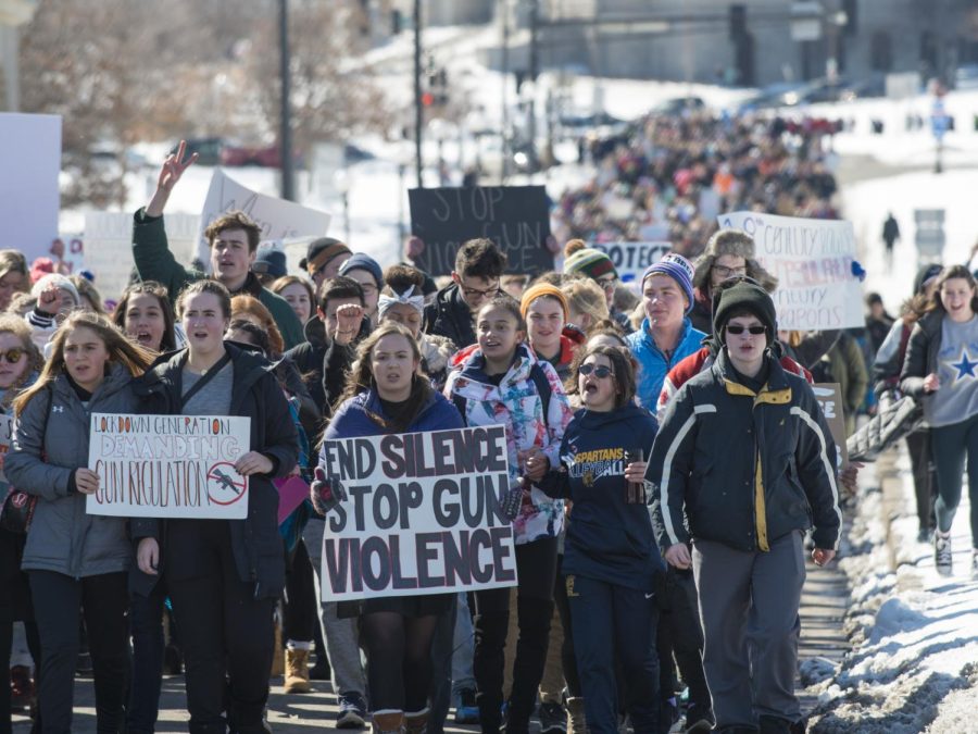 Around+4%2C000+high+school+students+walked+out+of+school+and+marched+to+the+Minnesota+capitol+to+demand+that+legislators+make+changes+to+gun+control+laws.