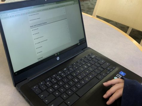 A student browses a list of AP classes on the College Board website.