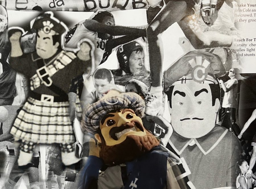 Monty who has remained as the Carlmont mascot, has had several outfit changes throughout the years. This collage is a comparison of Monty in 1998, 1999, and the current outfit (from the 2019 yearbook).
