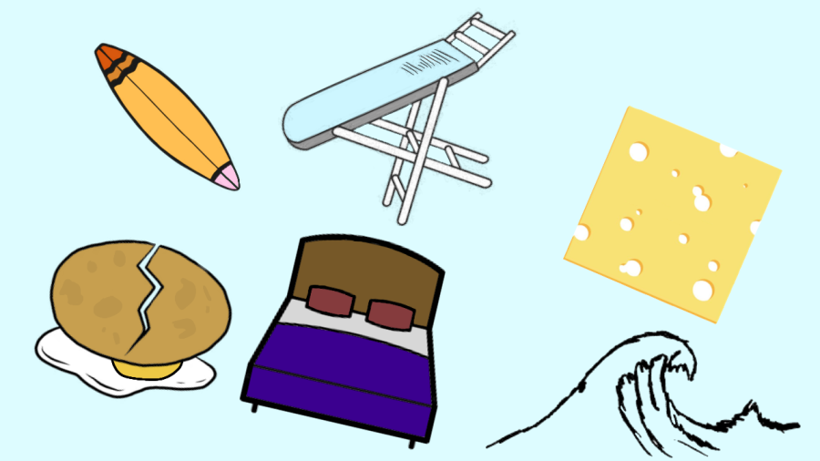 A variety of weird sports.
(Top Left: Dog Surfing) (Top Middle: Extreme Ironing) Surfing) (Top Right: Cheese Rolling) (Bottom Left: Egg Throwing) (Bottom Middle: Competitive Sleeping) (Bottom Right: Dog Surfing)