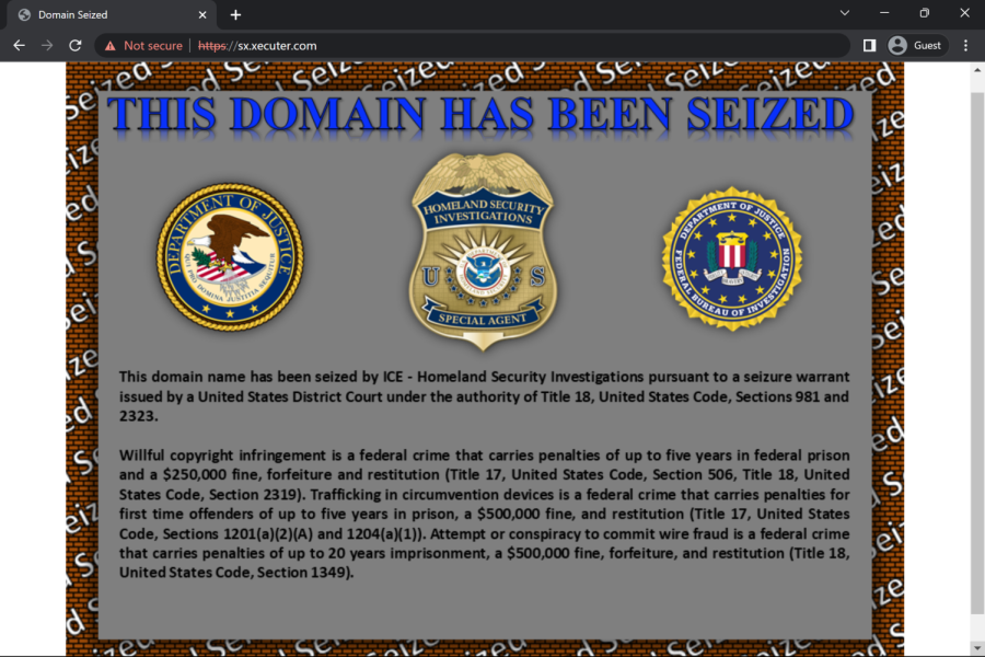 Team Xecuters website is seized by ICE