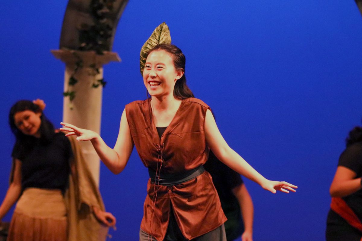 Jessica Li, who plays the role of Puck, performs a scene from A Midsummer Nights Dream. Later in the show, Jessica Li delivers the final line.