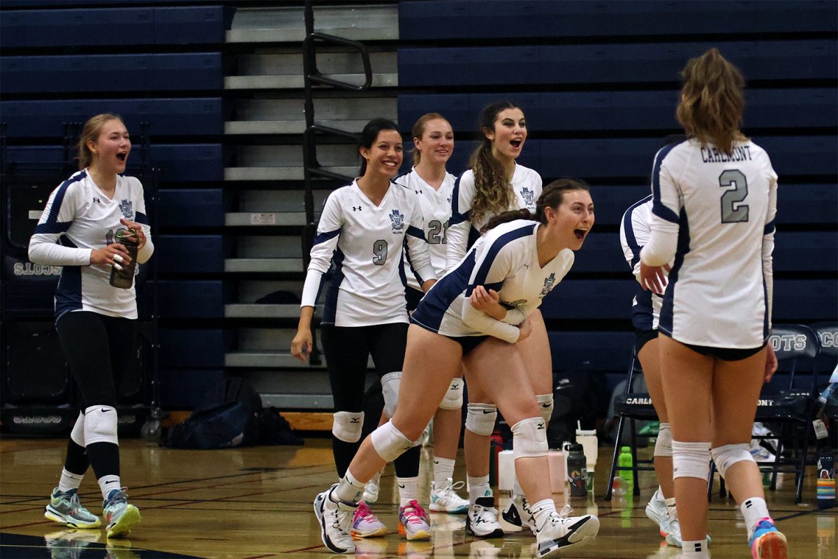 Junior Alexandra Bieser screams in excitement after Aragon called a timeout. Oftentimes, positive energy is the deciding factor in the outcome of a game. I maintain positivity by channeling my energy and emotions from the game toward helping my team succeed, Bieser said.