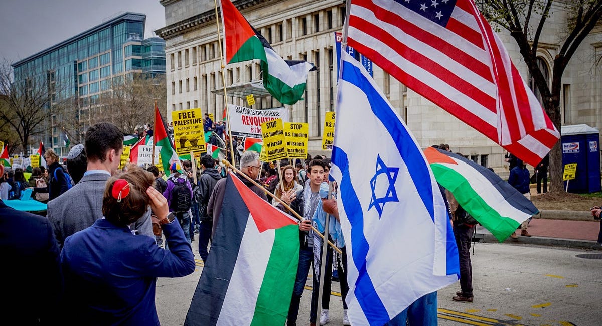 Following the Israel-Hamas war, international powers have chosen opposing sides. While the West supports Israel, the Middle East has remained largely supportive of Palestine. (Israel Palestine Flags / Ted Eytan / Bao Cali Today / CC BY-SA 2.0)