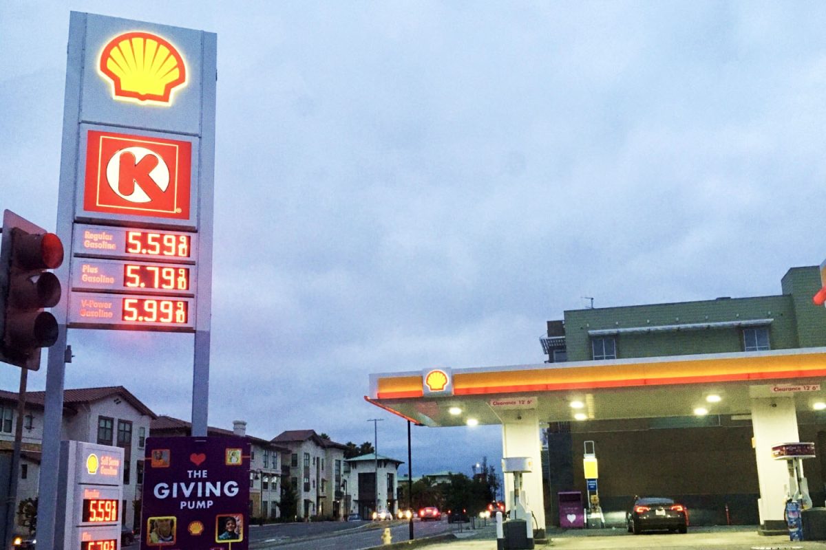 The Shell along El Camino Real in San Carlos displays their gas prices. Individual gas stations set their prices according to what their employer told them.