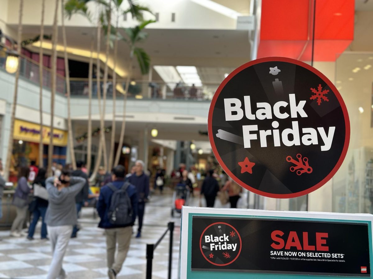 Black+Friday+sign+outside+of+the+lego+store+at+the+Hillsdale+Mall.+Customers+are+looking+around+the+stores+to+see+what+is+on+sale+for+Black+Friday+and+exploring+the+vast+mall.+In+earlier+years%2C+the+Hillsdale+mall+would+have+a+massive+amount+of+traffic+and+congestion+in+its+stores%2C+but+online+shopping+and+a+long+week+of+sales+has+prevented+that+occurence.
