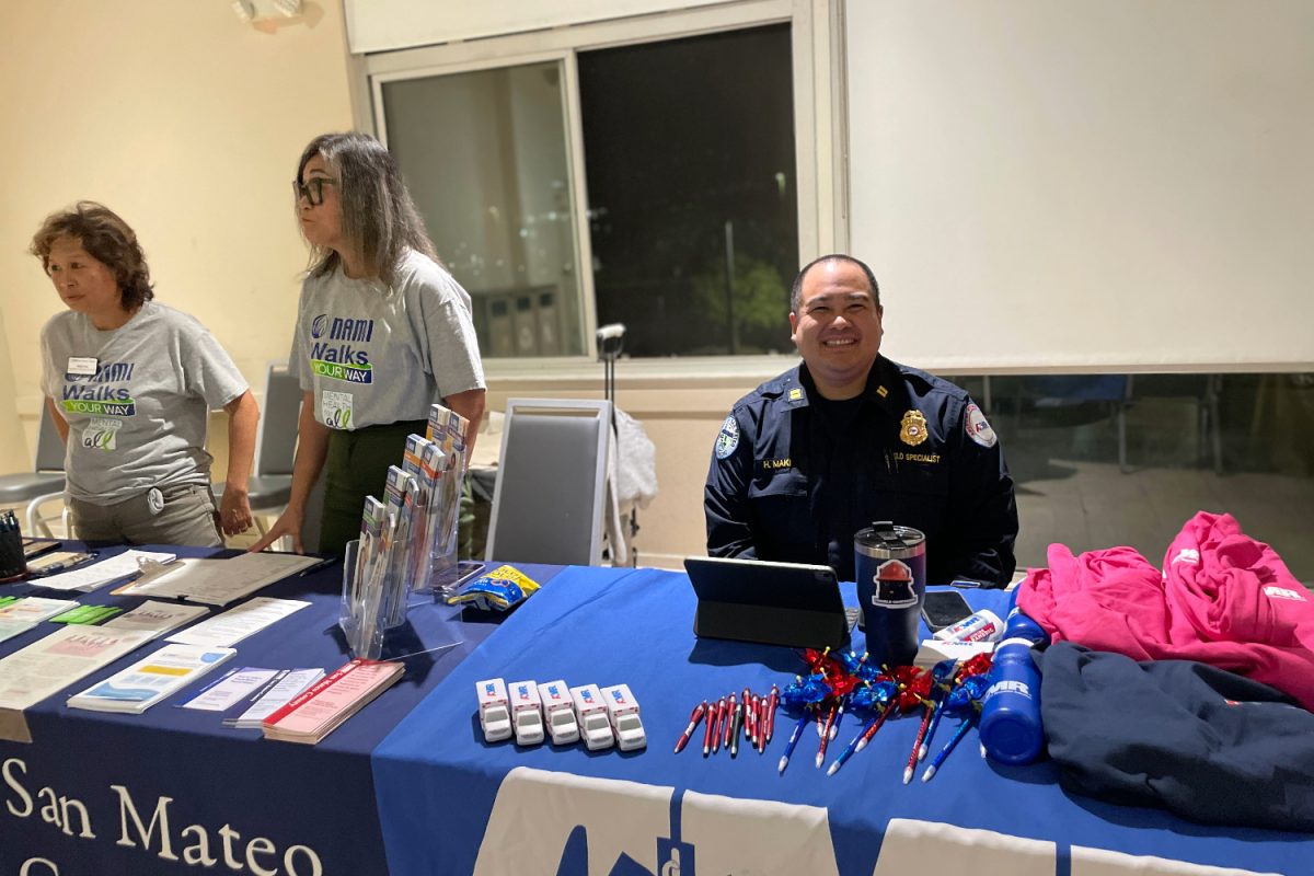 EMT-P Hideyuki Maki runs the American Medical Response booth at the mental health symposium to spread awareness on Nov. 3. The overall goal of the symposium was to spread suicide and mental health awareness within the military and veteran community.
