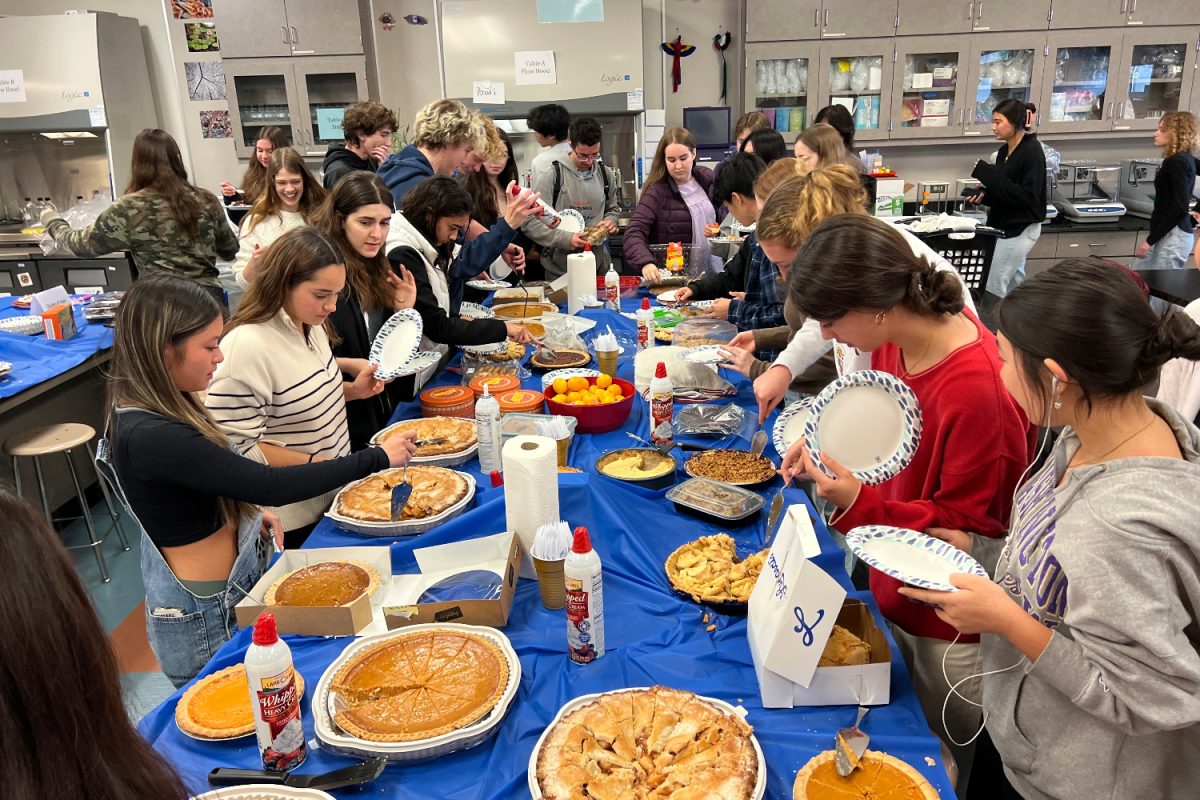 BTI students serve themselves a variety of pies during the much-beloved annual Pie Feast. Lots of students bring in pies, Abdilla said. They can be store bought, homemade, whatever you want.”