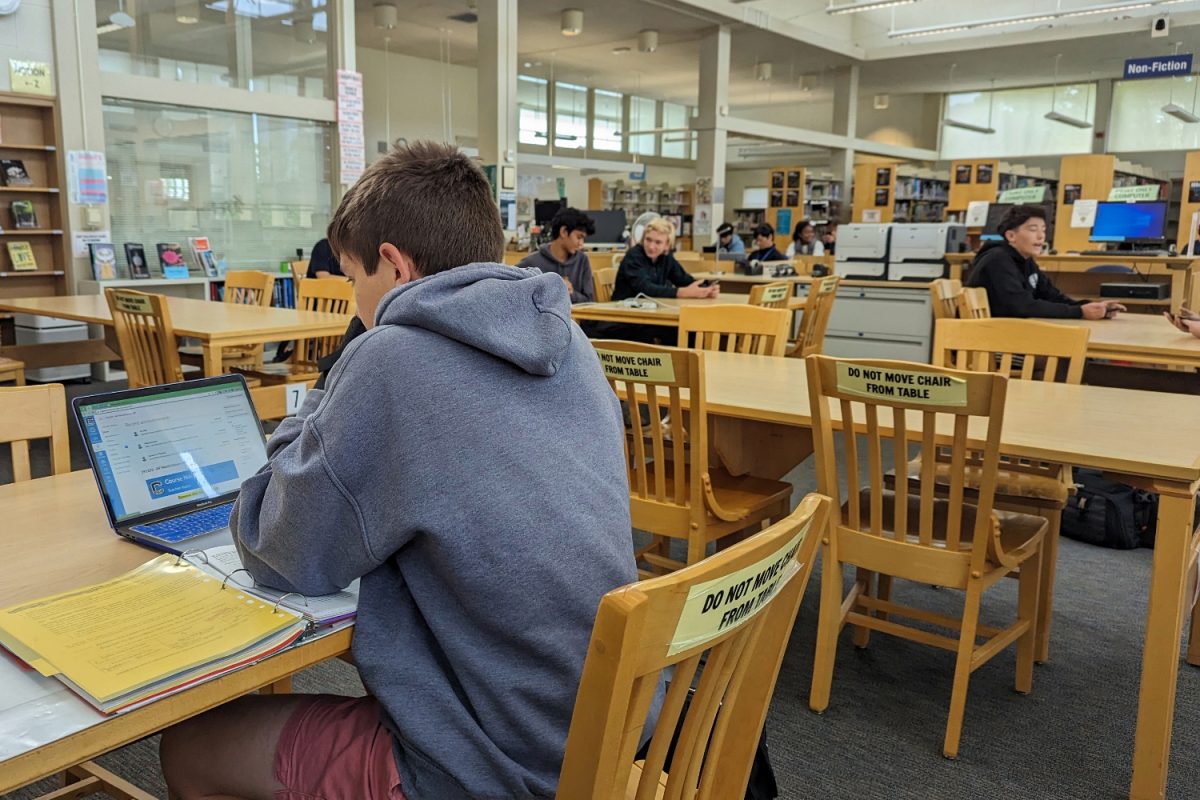 A+student+studies+in+the+Carlmont+Library+after+school.+The+Carlmont+Library%2C+which+has+a+similar+capacity+to+the+Belmont+Library%2C+is+located+on+campus+and+open+to+students+after+school+on+select+days.