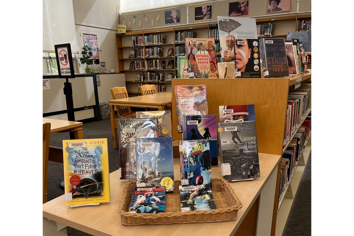 Noravian set up this display of books relating to Novembers media challenge.