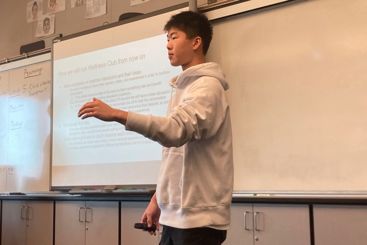 Co-President Kevin Yang presents a slide to the club about the expectations for second semester. We want a really dedicated community, and we want the members to make the most out of their time here, Yang said.