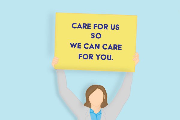 As time passes and more health care workers become overwhelmed by their working conditions, workers have begun to protest and go on strikes. A common slogan during the Committee of Interns and Residents protest in Los Angeles was Care for us so we can care for you.
