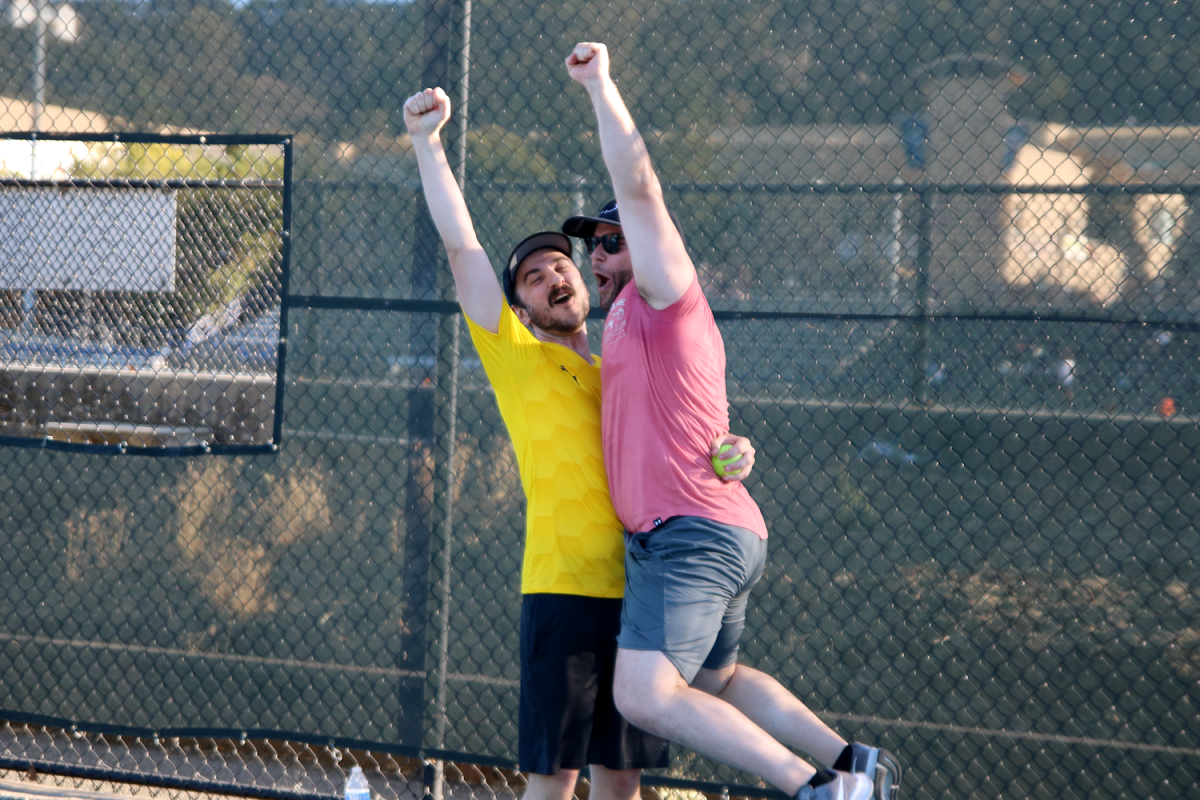 Connor Fenech and Greer Stone celebrate winning the intermediate bracket. Fenech and Stone went up against students Donovan Dooley and Leonard Jin to decide the winner. “When we got that last point, I blacked out. I think I spiked the paddle. I know we hugged, I lifted him, that was a pretty incredible feat because my guy works out a lot,” Fenech said.