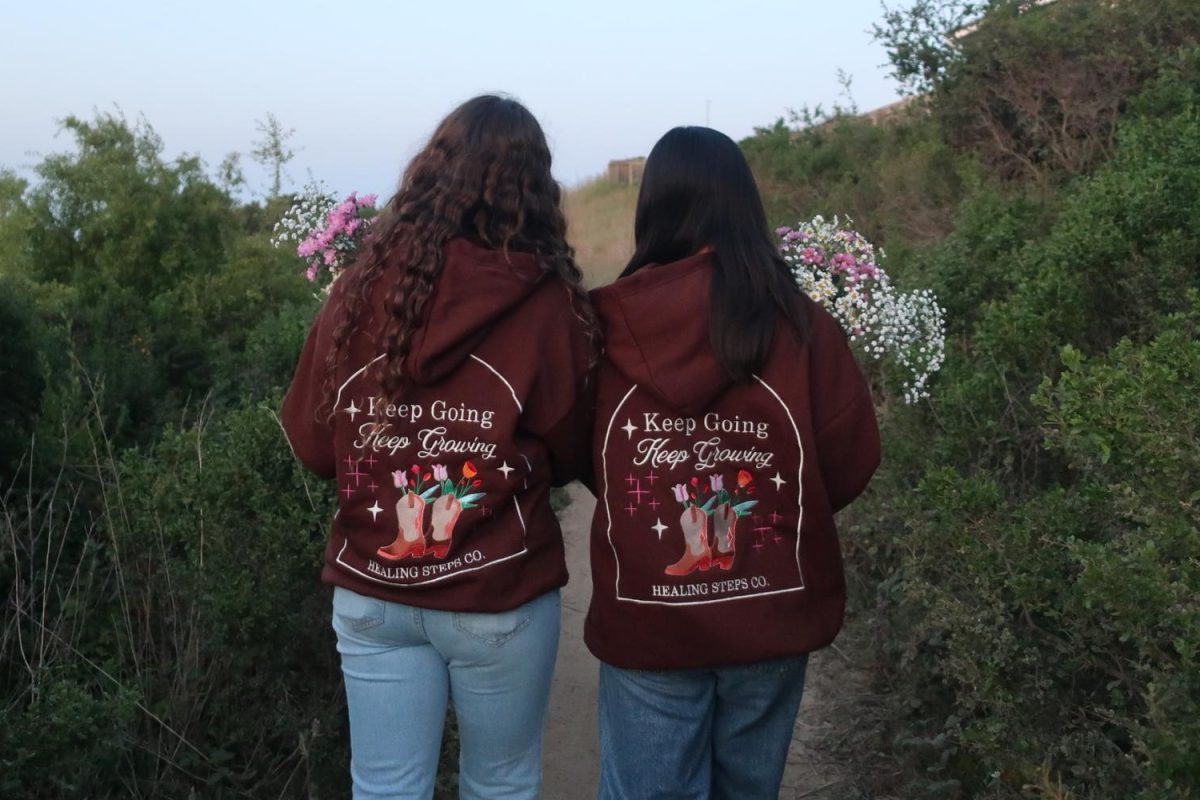 Jennifer Luo and friends advertise her new hoodies that say "keep going, keep growing" on the back. Luo, through her company Healing Steps Co., uses positive messages to spread stroke awareness within her community. “My goal was to make every part of the hoodie intentional and have a deeper meaning, because it’s about more than just clothing, it’s about positivity and resilience," Luo said.