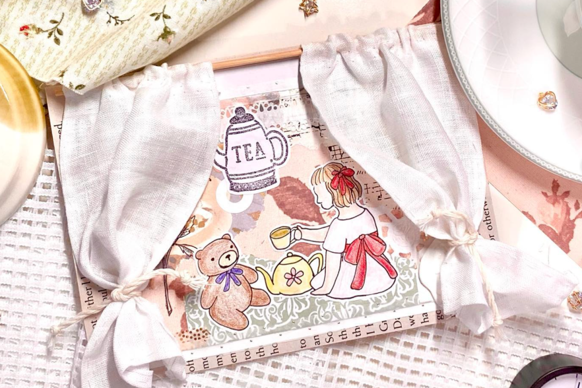 The hobby of penpalling involves decorating an envelope to send through the postal service. Penpallers use multiple different mediums to decorate their envelopes based on different themes. This envelope was centered around a tea party theme.